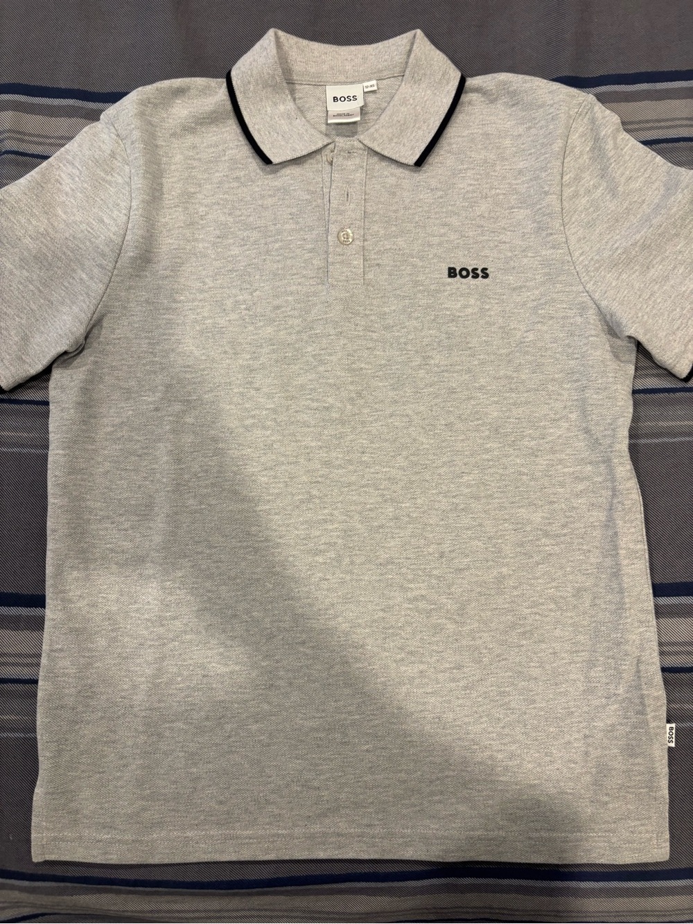 BOSS Light Gray Polo with Black Trim